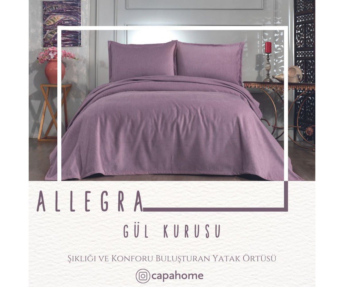 Çapa home Allegra Flat Lüks Şönil Yatak Örtüsü-gül kurusu